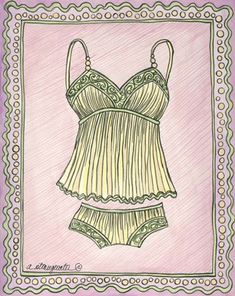 Framed Lingerie Yellow Cami Set Print