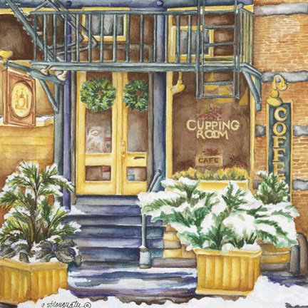 Framed Cafe Cupping Room Ext Winter Print