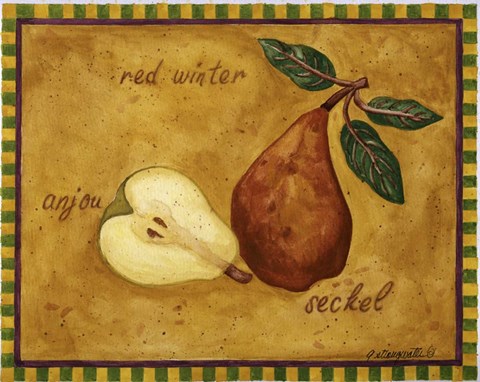 Framed Pear Red Winter Anjou Seckel Print