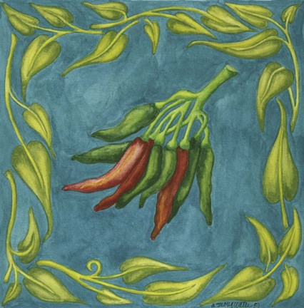 Framed Peppers Red And Green Square Print