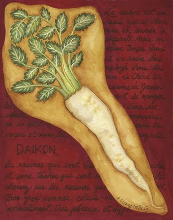 Framed Veggies On Red L Daikon Print