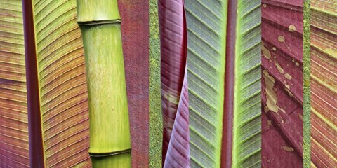 Framed Green and Red Leaf Collage Print