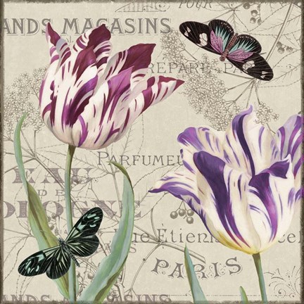 Framed Vintage Flowers I Print