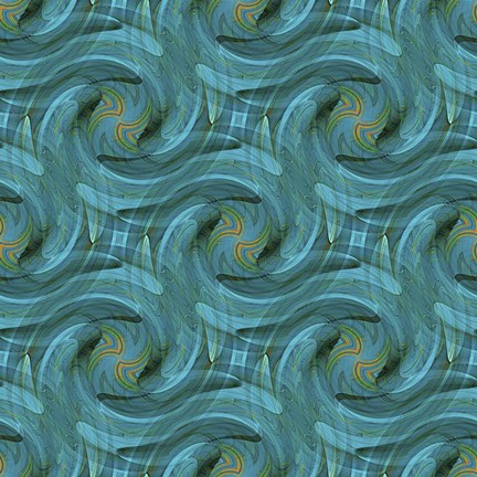 Framed Blue Swirl Repeat Print