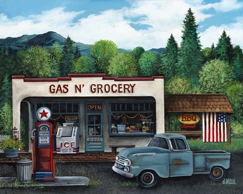 Framed Gas and Grocery Print
