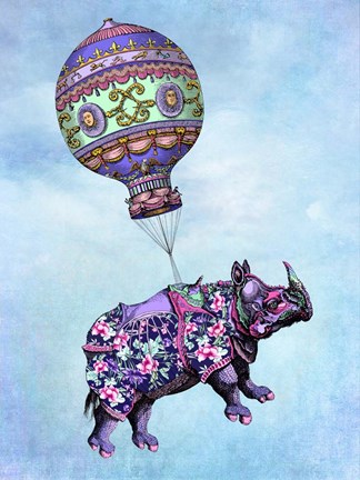 Framed Flying Rhino Print
