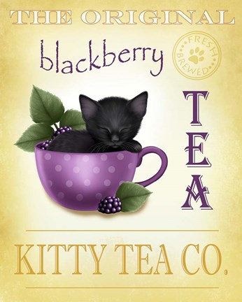 Framed Blackberry Tea Cat Print