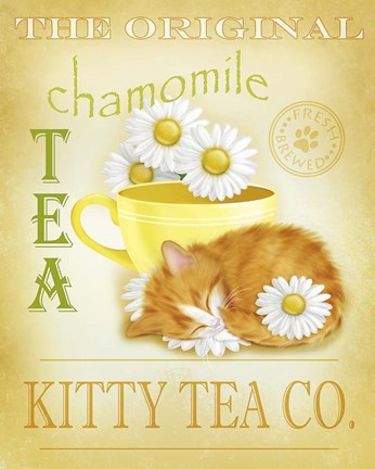 Framed Chamomile Tea Cat Print