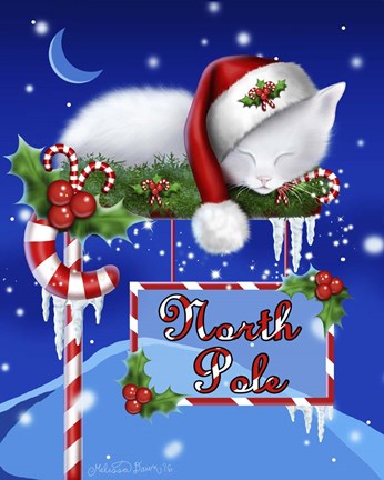 Framed North Pole Kitten Print