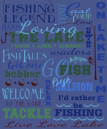 Framed Fishing Type Throw Print