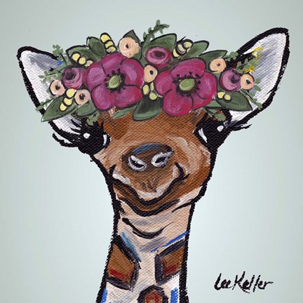 Framed Giraffe Flower Crown Print