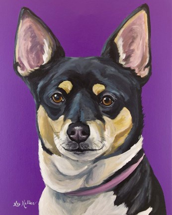 Framed Rat Terrier On Purple Print