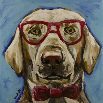 Framed Yellow Lab With Glasses Print