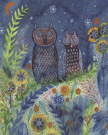 Framed Two Owls Print