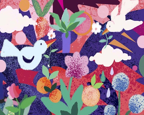 Framed Love Birds Print