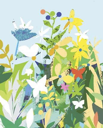 Framed Flowers And Butterflies Print