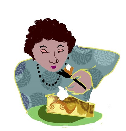 Framed Lady With Cheesecake Print