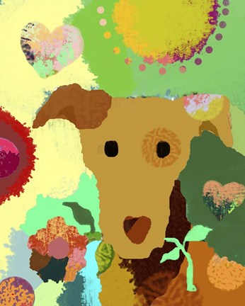 Framed Terrier With Flower Print