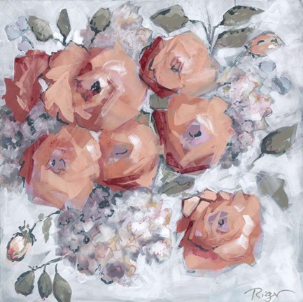 Framed Hydrangeas and Roses Floral Party Print