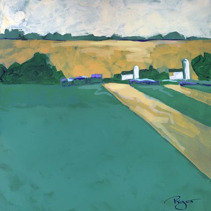 Framed Serenity on the Farm - Green Print