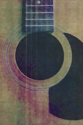 Framed Coloured Guitar Print