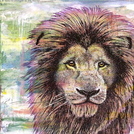 Framed Lion Color Print
