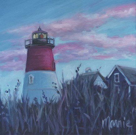 Framed Pink Sunset At Nauset Light Print