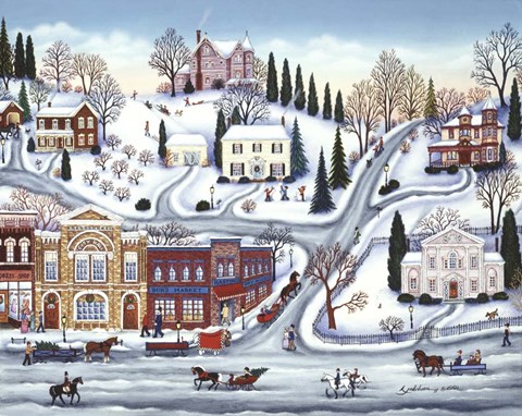 Framed Winter Town Print