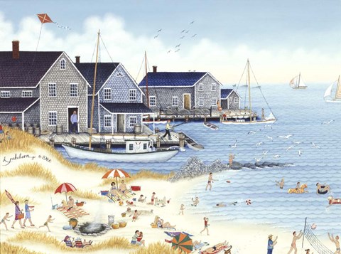 Framed Feeding Seagulls Print