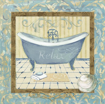 Framed Turquoise Tub I Print