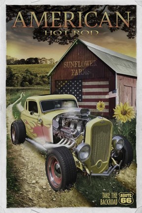 Framed Hot Rod Sunflower Print
