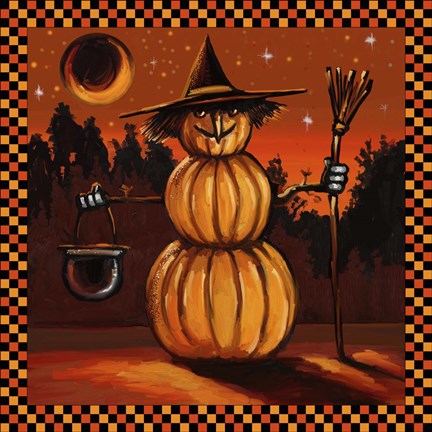 Framed Pumpkin Witch Print