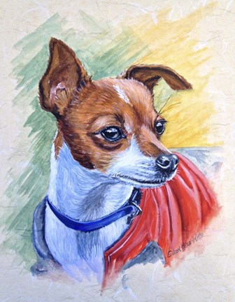 Framed Chihuahua With Red Coat Print