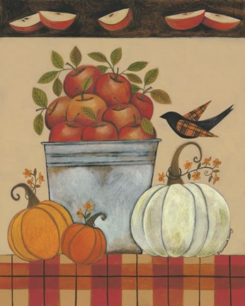 Framed Tin Bucket of Apples Print