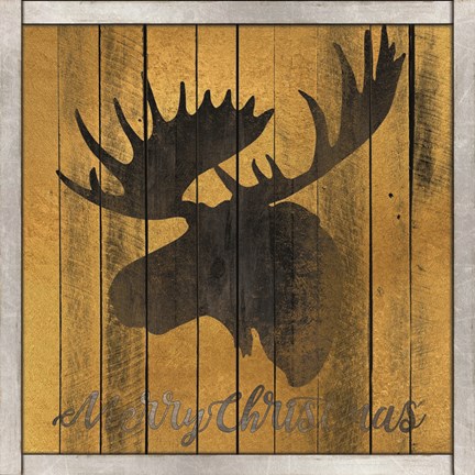 Framed Merry Christmas Moose Print