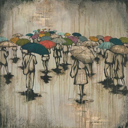 Framed Sea of Umbrellas III Print