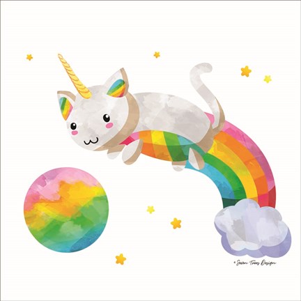 Framed Rainbow Caticorn II Print