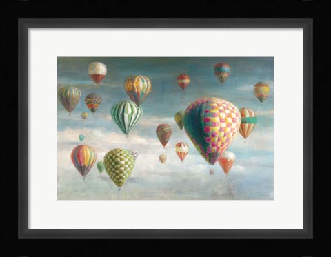 Framed Hot Air Balloons with Pink Crop Print