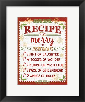 Framed Holiday Recipe IV Script Print