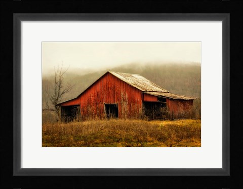 Framed Skylight Barn in the Fog Print