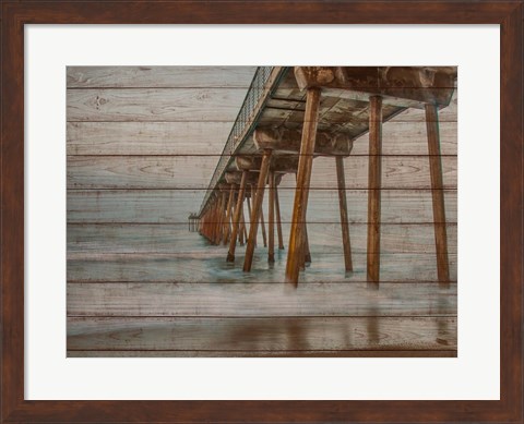 Framed Pier on Wood I Print