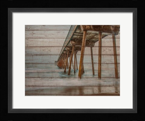Framed Pier on Wood I Print