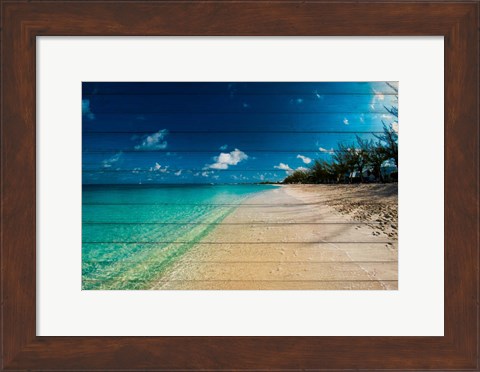 Framed Cayman Islands Beach on Wood Print