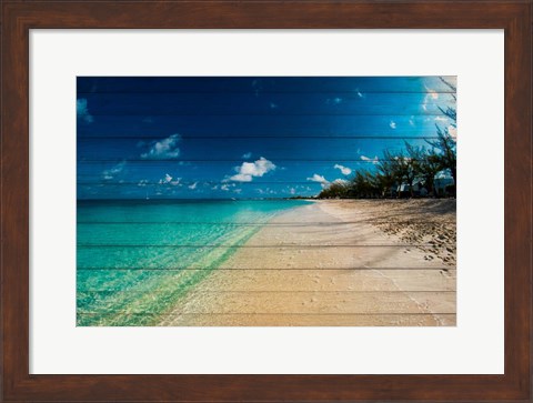 Framed Cayman Islands Beach on Wood Print