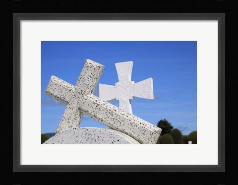 Framed Crosses By The Sea Print