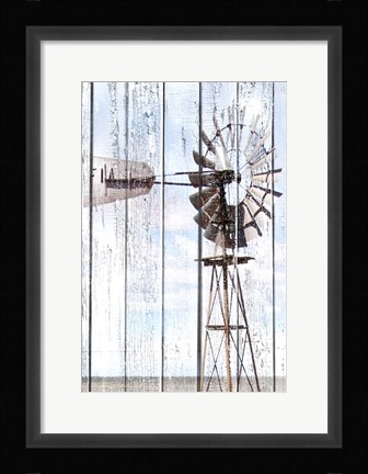 Framed White Washed Windmill Print