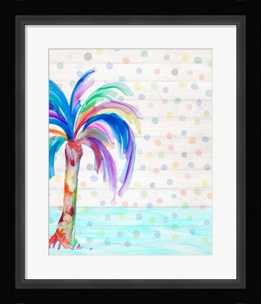 Framed Funky Palm on Dots II Print