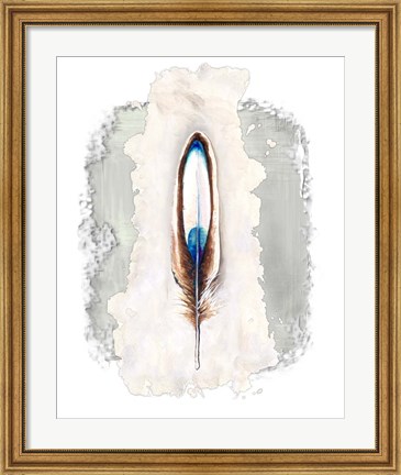 Framed Simple Feather I Print