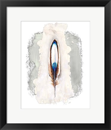 Framed Simple Feather I Print