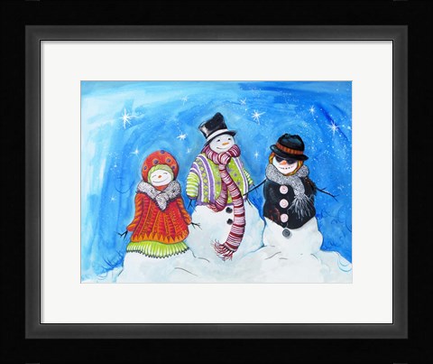 Framed Snow Villagers Print